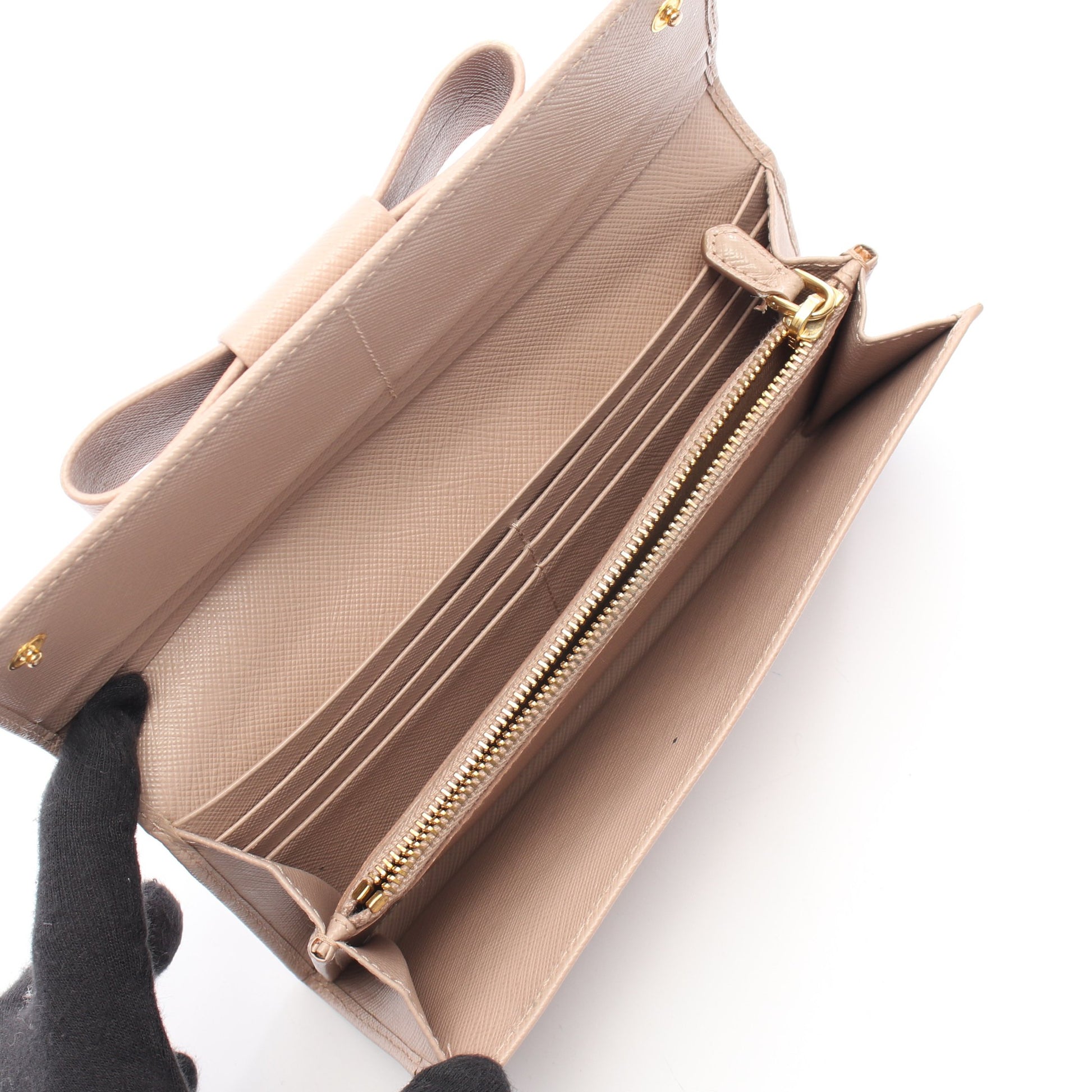SAFFIANO FIOCCO 二つ折り長財布 サフィアーノレザー ピンクベージュ 