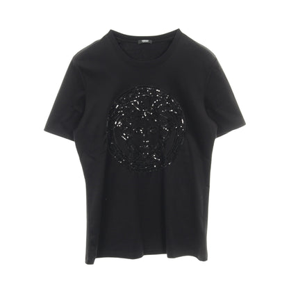 メデューサ Tシャツ クルーネック 半袖 スパンコール コットン ブラック ヴェルサーチ トップス Versace