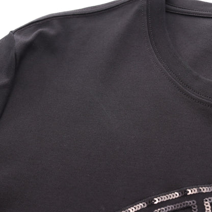 メデューサ Tシャツ クルーネック 半袖 スパンコール コットン ブラック ヴェルサーチ トップス Versace