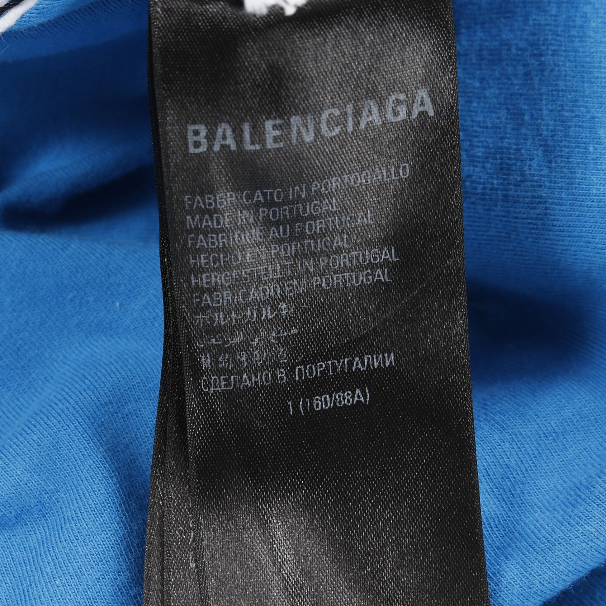BALENCIAGA × adidas インサイドアウト Tシャツ 半袖 ロゴ刺繍 コットン ブルー ホワイト バレンシアガ トップス BALENCIAGA