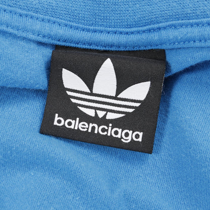 BALENCIAGA × adidas インサイドアウト Tシャツ 半袖 ロゴ刺繍 コットン ブルー ホワイト バレンシアガ トップス BALENCIAGA