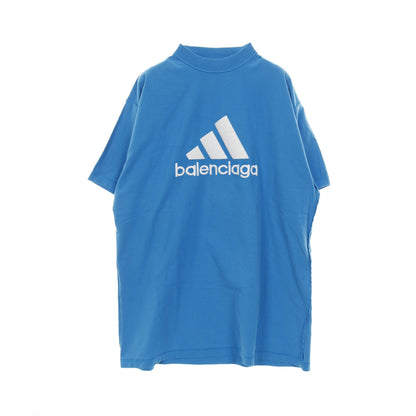 BALENCIAGA × adidas インサイドアウト Tシャツ 半袖 ロゴ刺繍 コットン ブルー ホワイト バレンシアガ トップス BALENCIAGA
