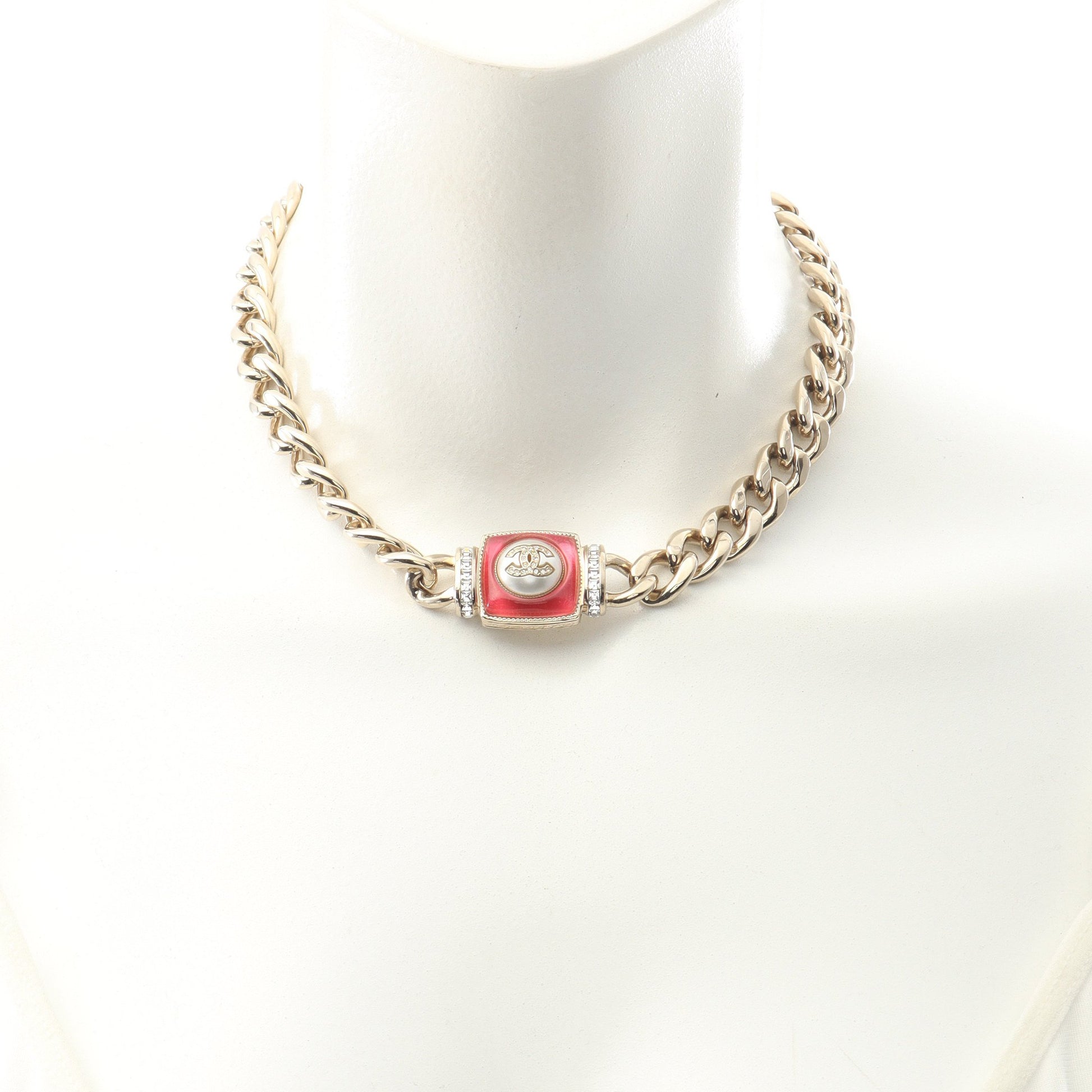 ココマーク ネックレス チョーカー GP フェイクパール ゴールド ピンク A22C シャネル アクセサリー CHANEL