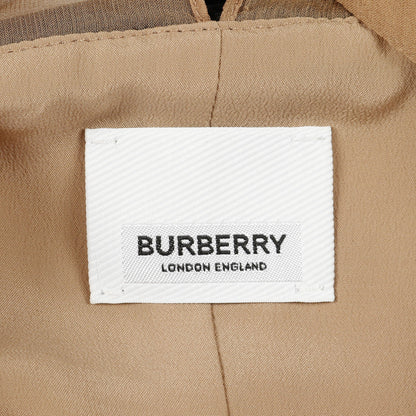 ワンピース ノースリーブ レース シルク レザー ライトブラウン ブラック 切替 バーバリー ワンピース BURBERRY