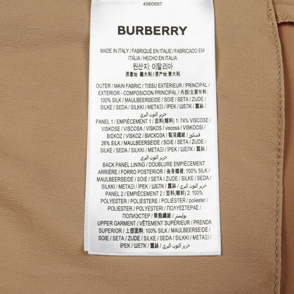 ワンピース ノースリーブ レース シルク レザー ライトブラウン ブラック 切替 バーバリー ワンピース BURBERRY