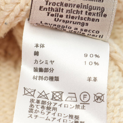 ニット クルーネック コットン カシミヤ レザー アイボリー ベージュ エルメス トップス HERMES