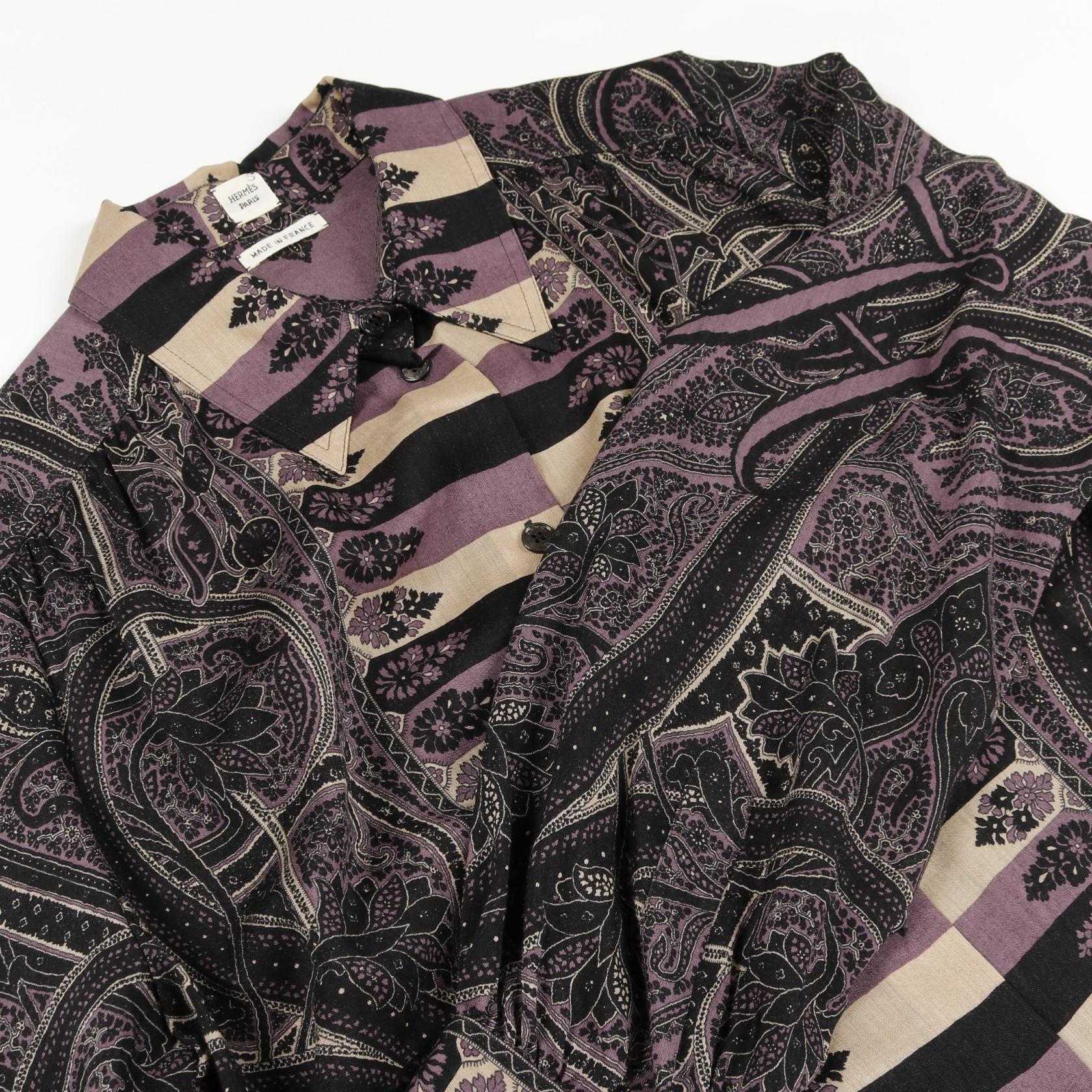 HERMES エルメス ペイズリー柄 長袖シャツ 42サイズ シルク カシミヤ HERMES エルメス ペイズリー柄 長袖シャツ 42サイズ シルク カシミヤ