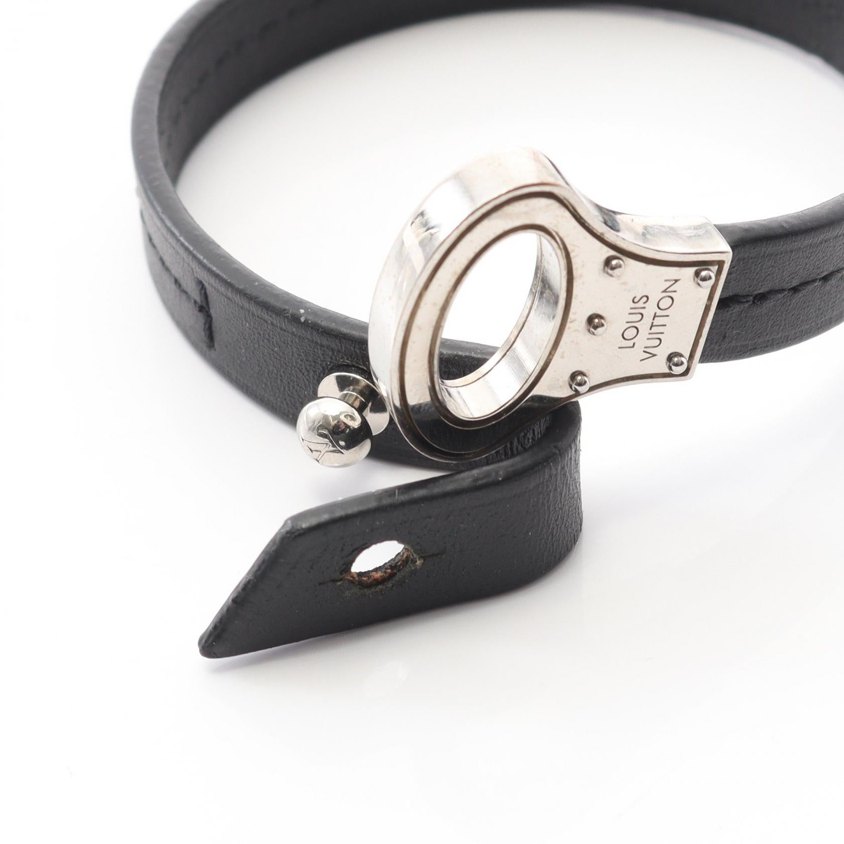 Louis Vuitton ブラックレザー ブレスレット 中古・古着通販】LOUIS VUITTON (ルイ ヴィトン) レザーブレスレット