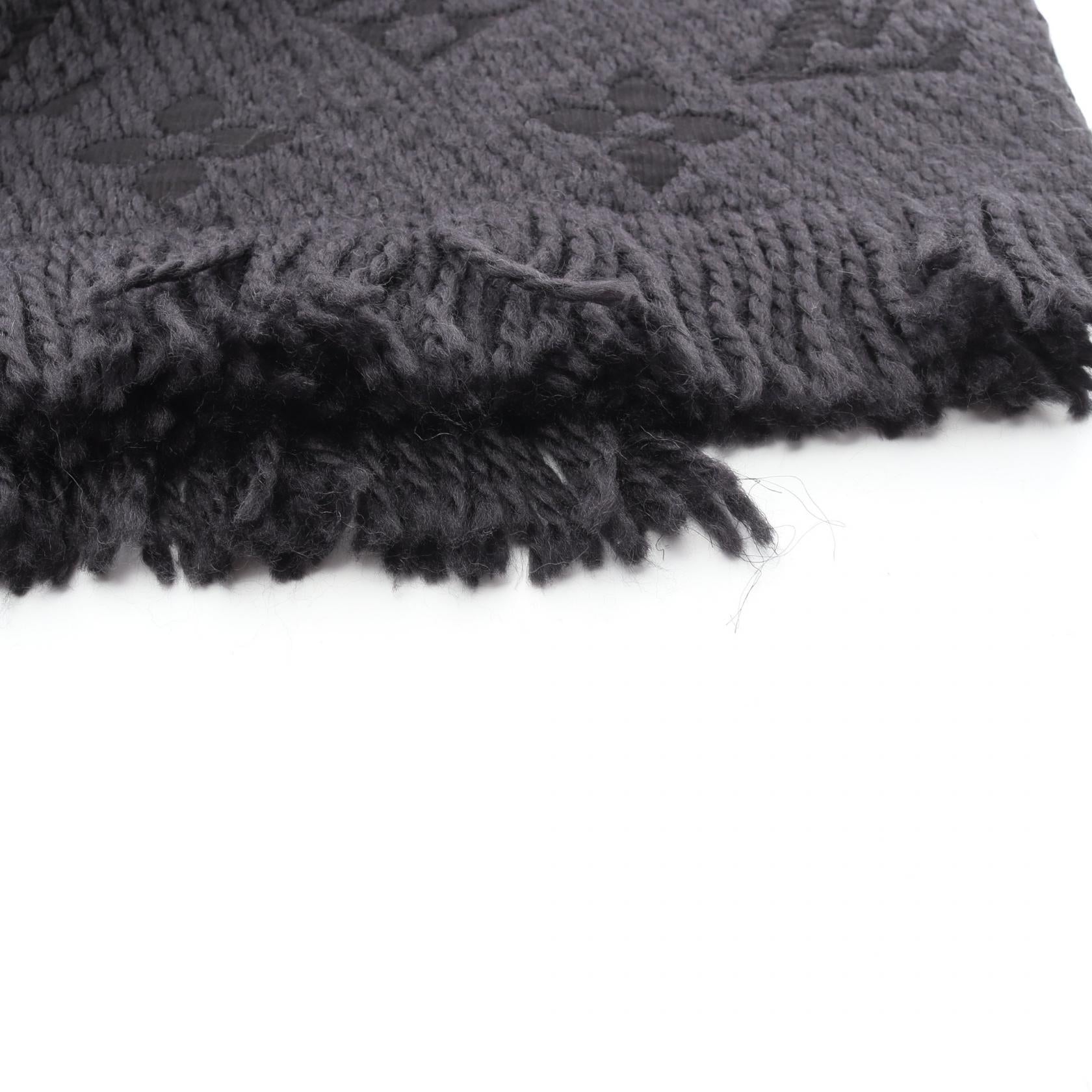 美品 LOUIS VUITTON エシャルプ ロゴマニア アントラシット エシャルプ ロゴマニア アントラシット マフラー ウール シルク