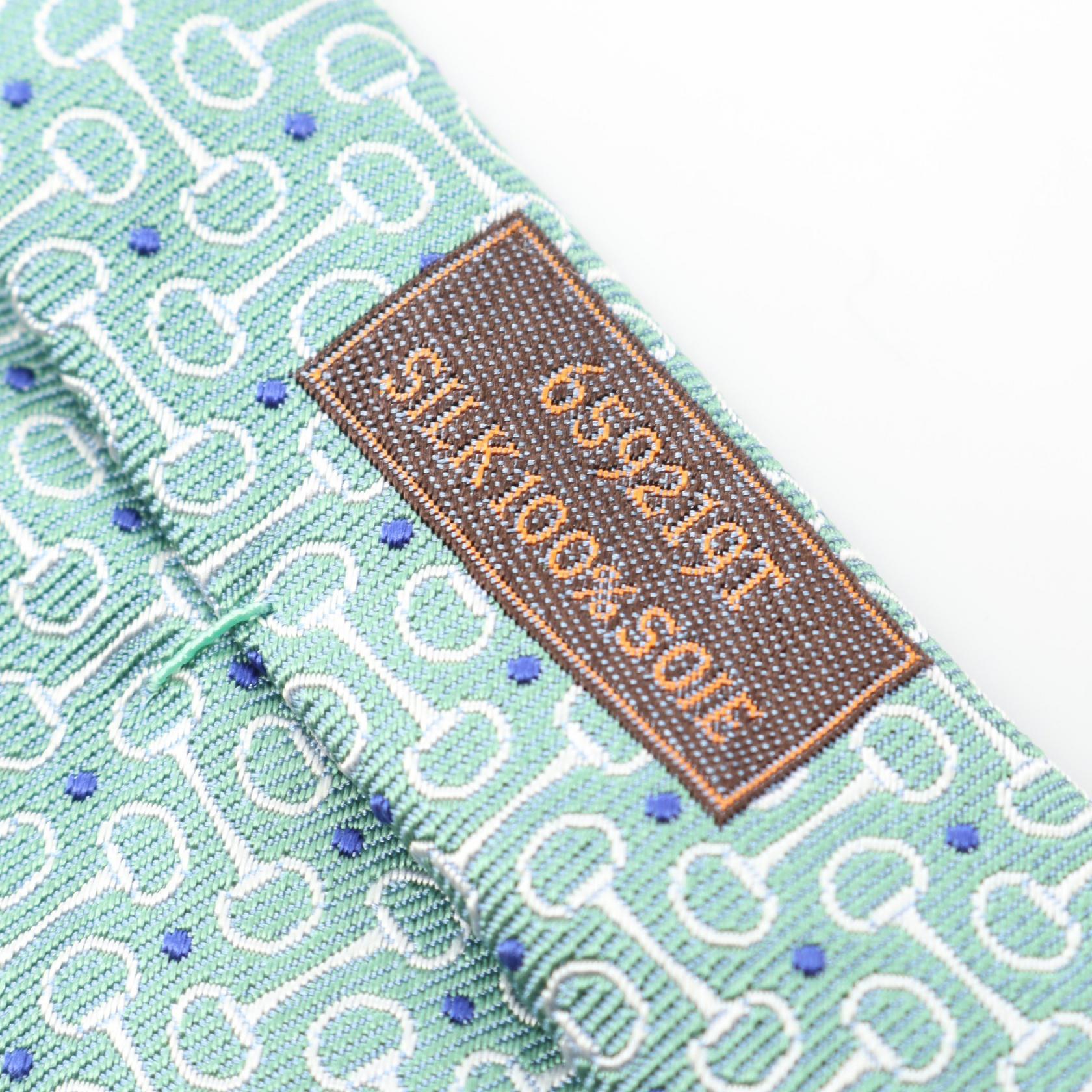 ★ エルメス　HERMES ネクタイ　グリーン　迷路　総柄　ワンポイント ☆ エルメス HERMES ネクタイ グリーン 迷路 総柄 ワンポイント