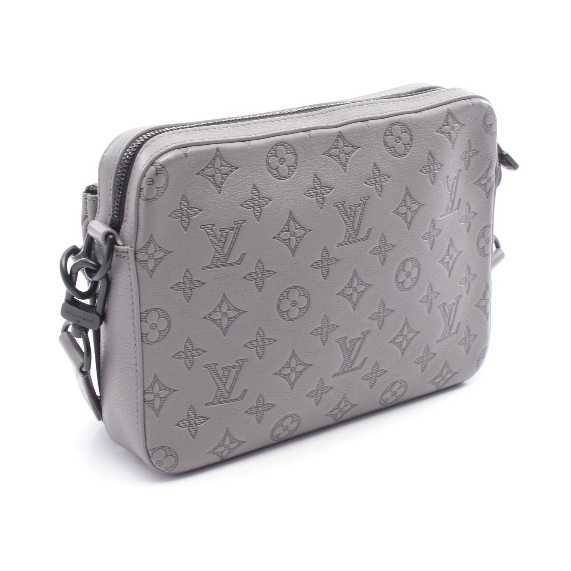 トリオメッセンジャー モノグラムシャドウ ショルダーバッグ レザー グレー ルイヴィトン バッグ LOUIS VUITTON