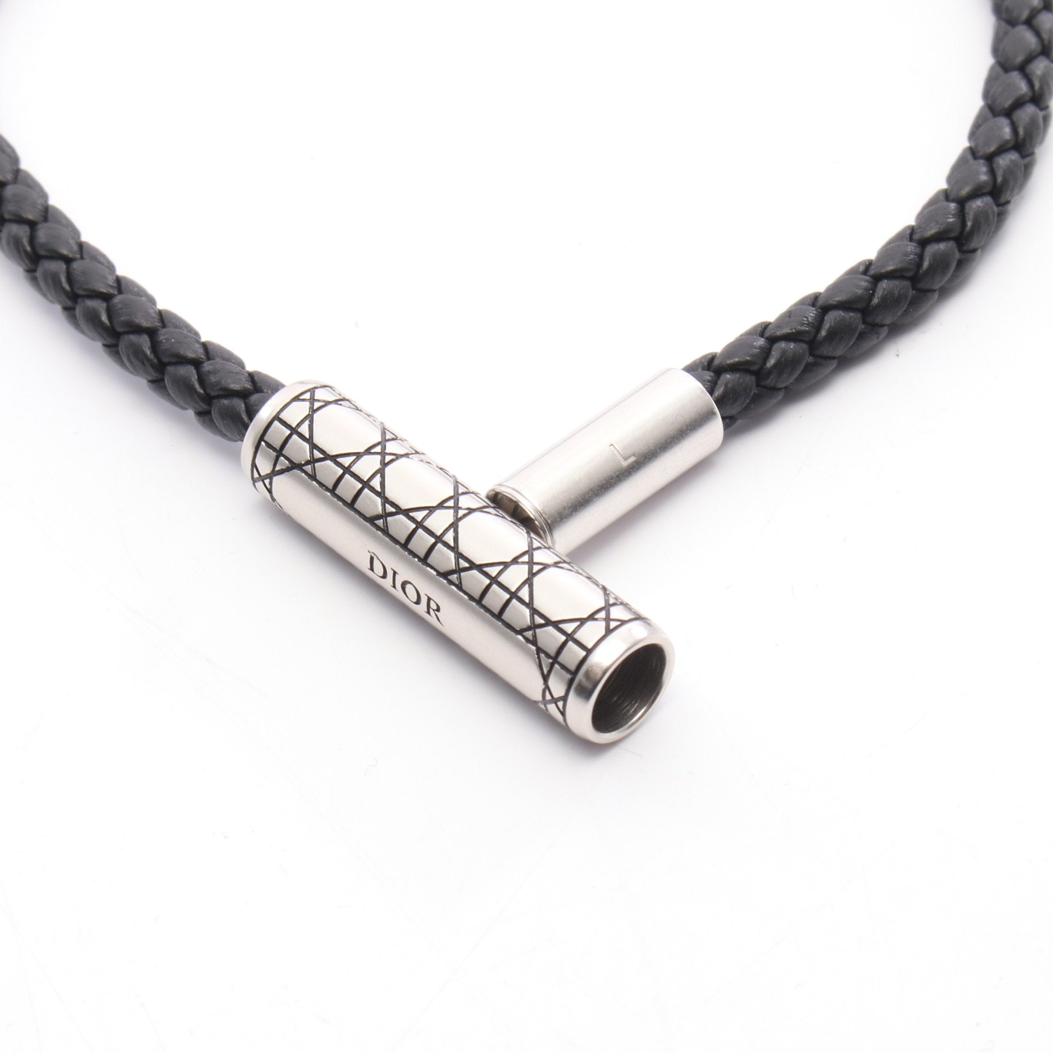 Dior ブラックレザーブレイドブレスレット ギフトやご褒美に◇】CD Icon ブレイドレザー ブレスレット (Dior