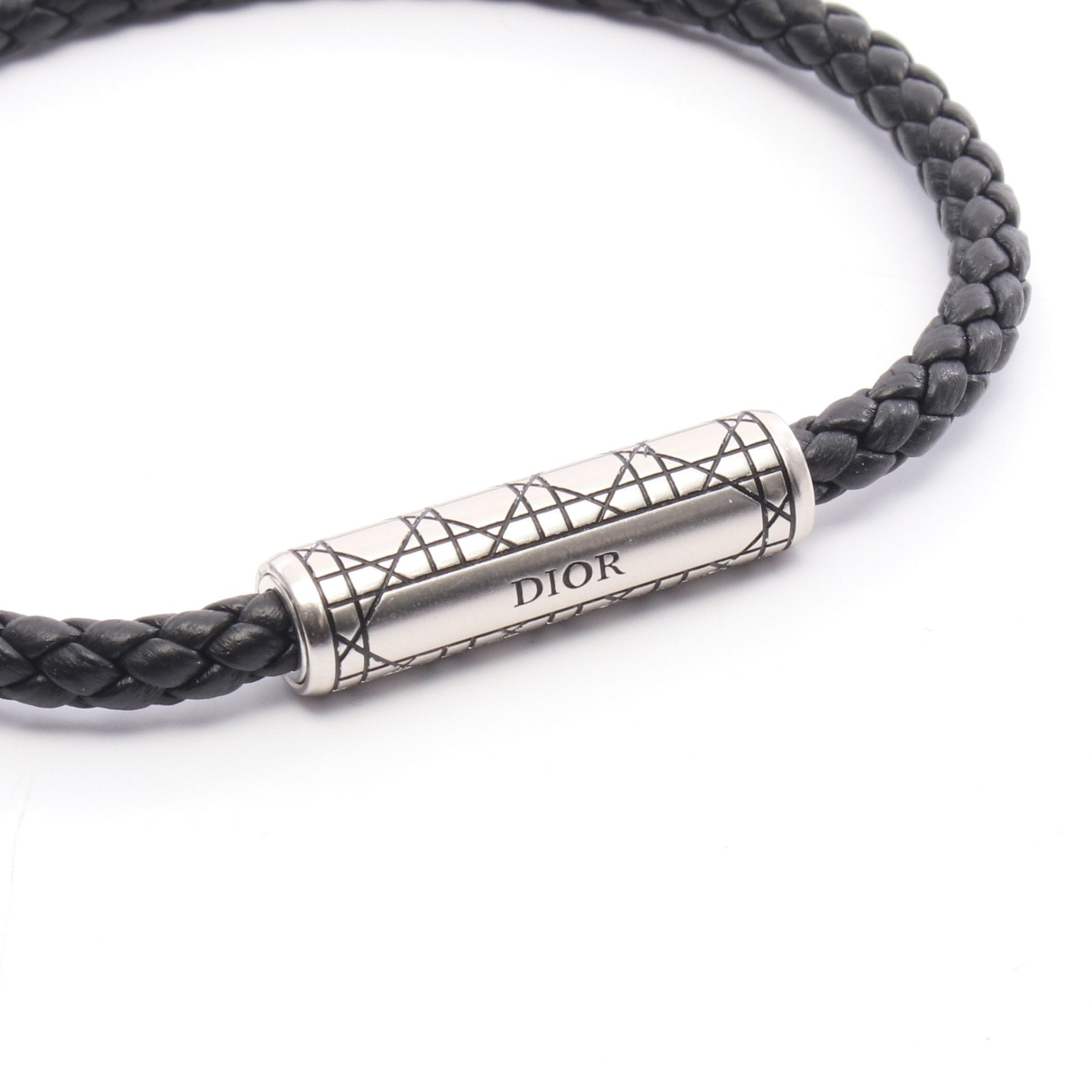 Dior ブラックレザーブレイドブレスレット ギフトやご褒美に◇】CD Icon ブレイドレザー ブレスレット (Dior