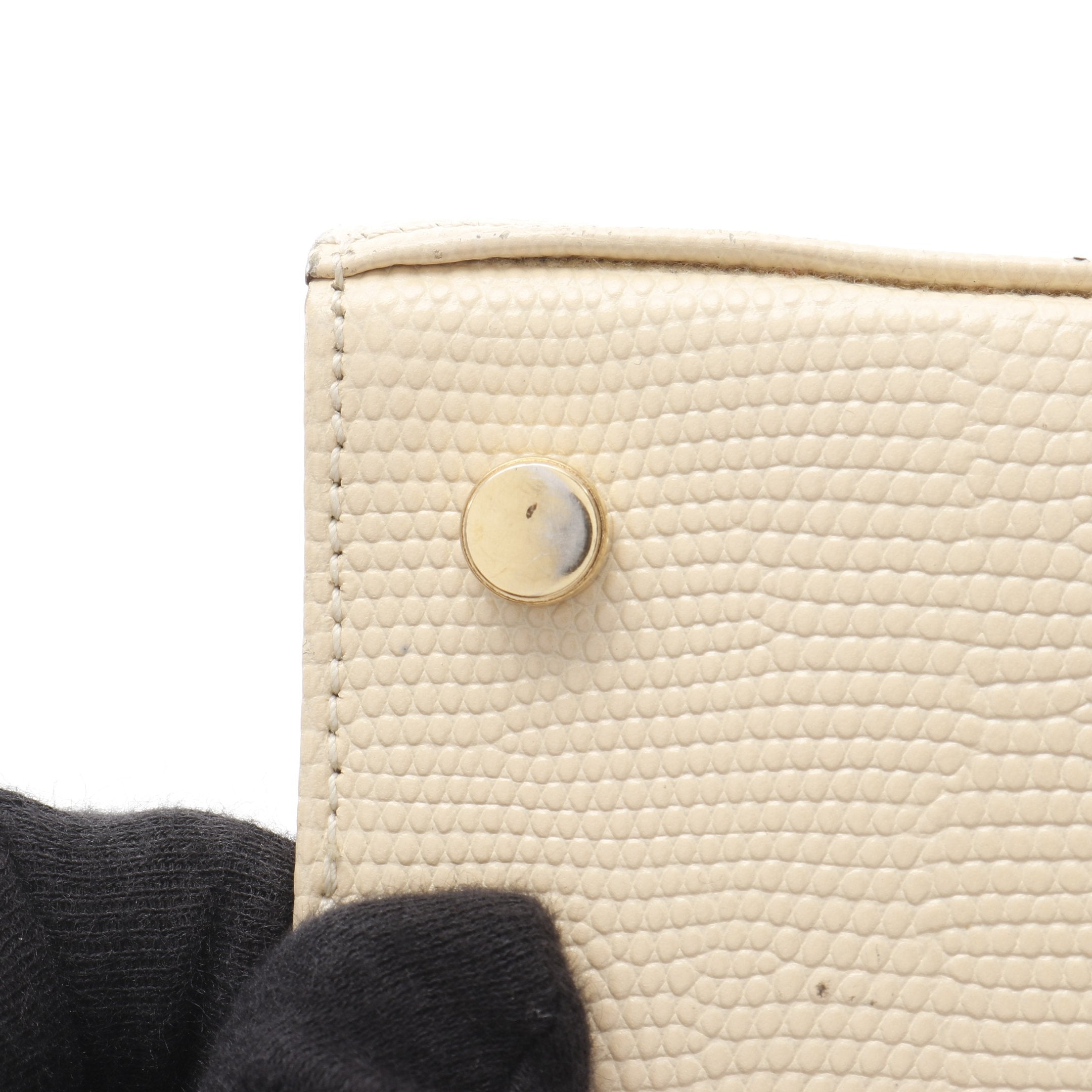 ヴァラリボン ハンドバッグ レザー アイボリー 2WAY リザード型押し