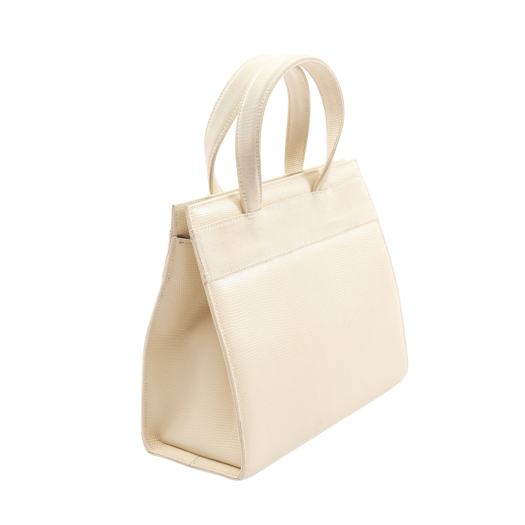 ヴァラリボン ハンドバッグ レザー アイボリー 2WAY リザード型