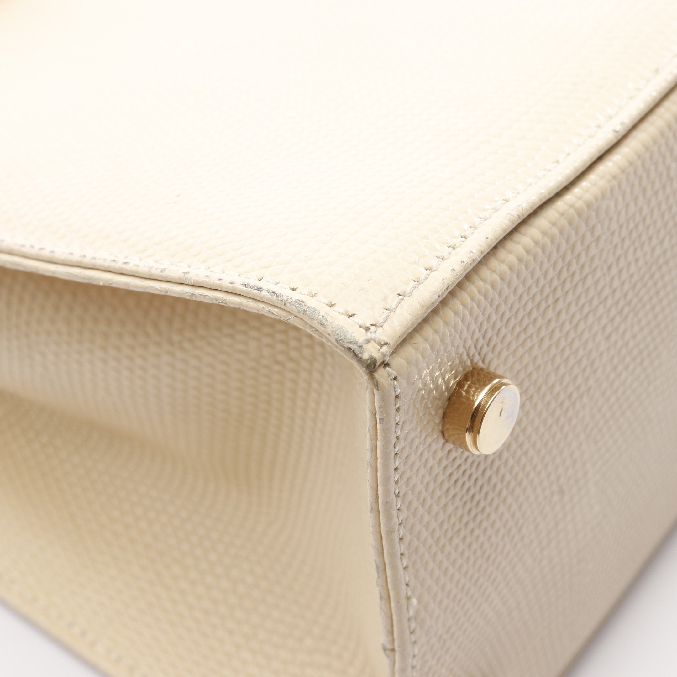 ヴァラリボン ハンドバッグ レザー アイボリー 2WAY リザード型押し