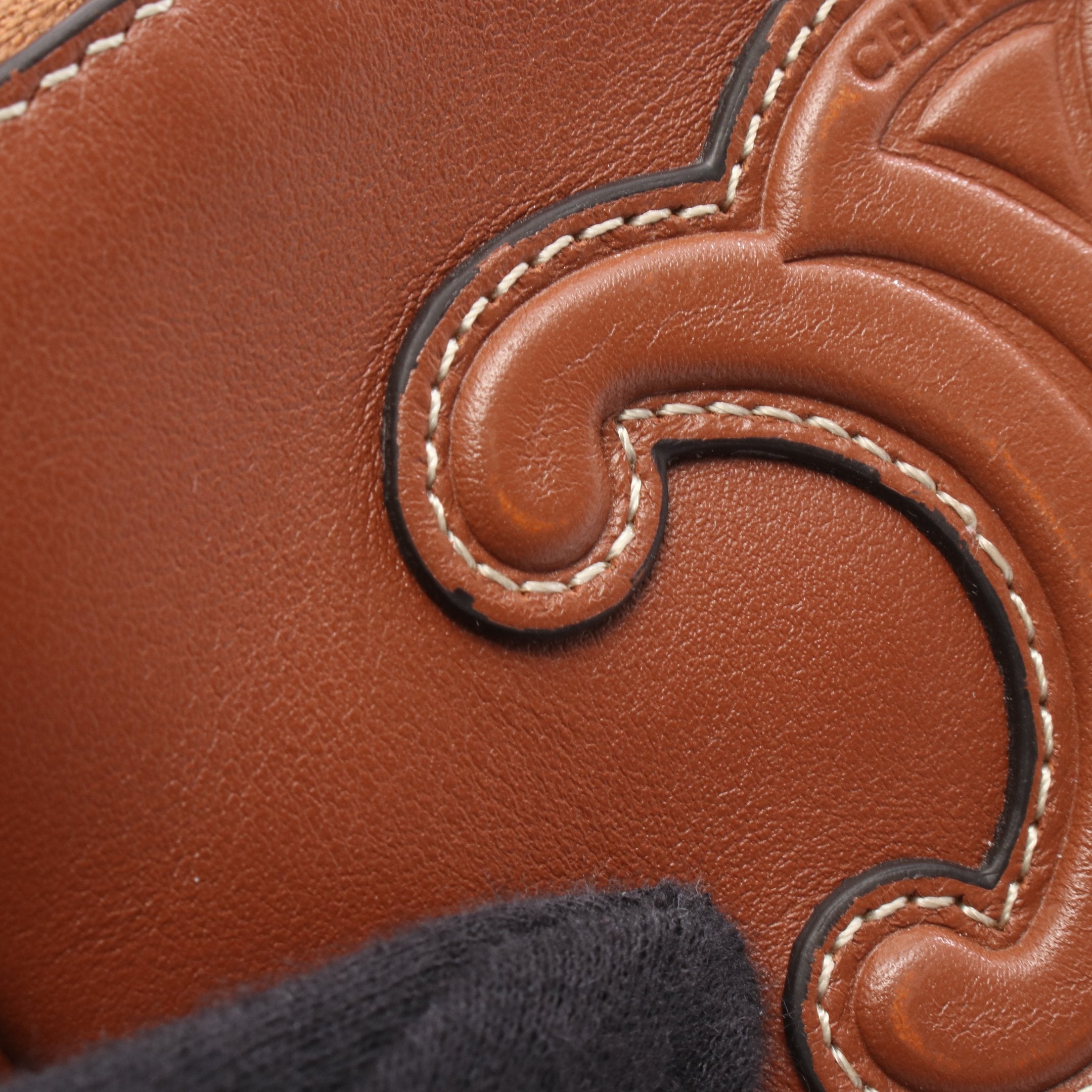 トリオンフ コインケース レザー ブラウン キーリング付き セリーヌ