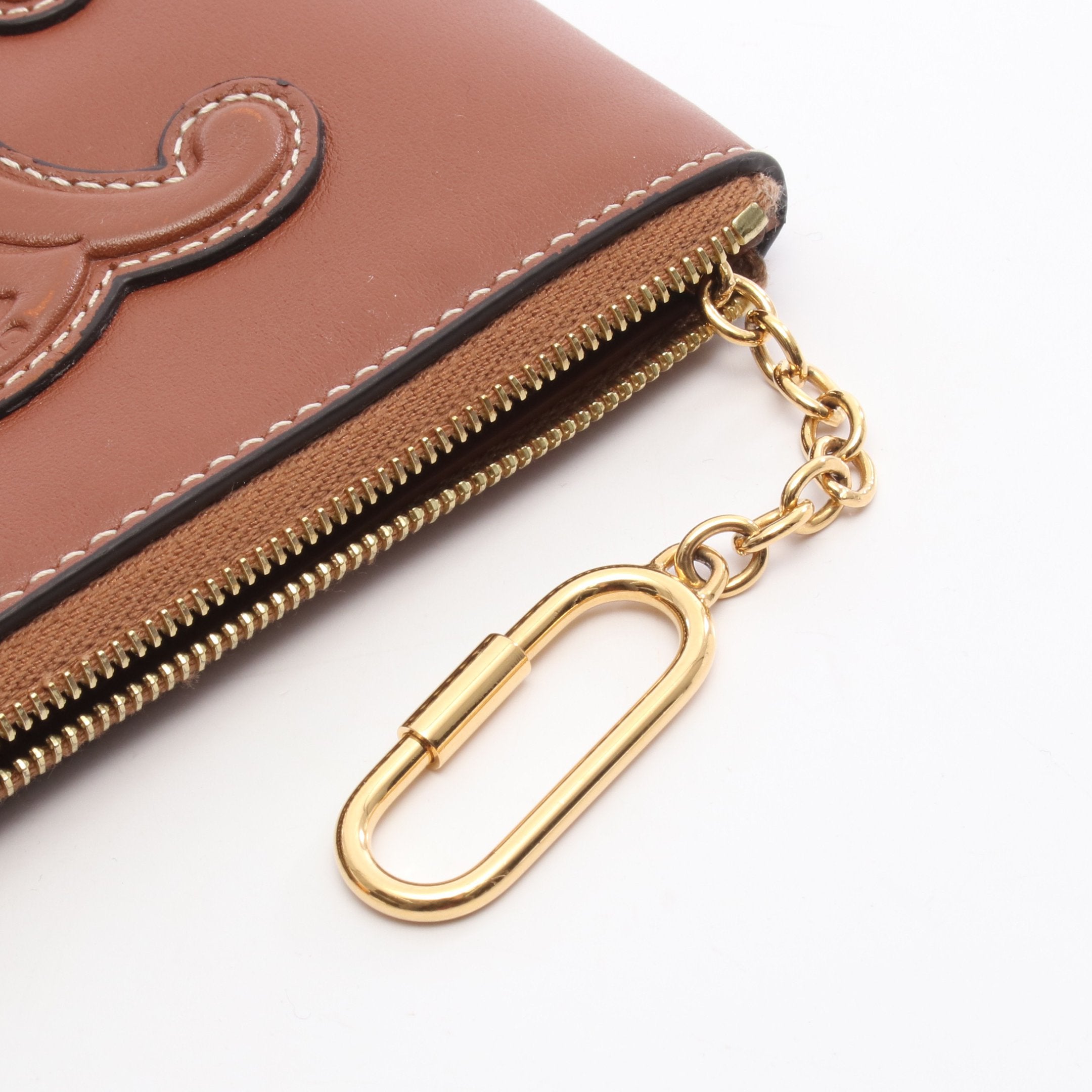 トリオンフ コインケース レザー ブラウン キーリング付き セリーヌ