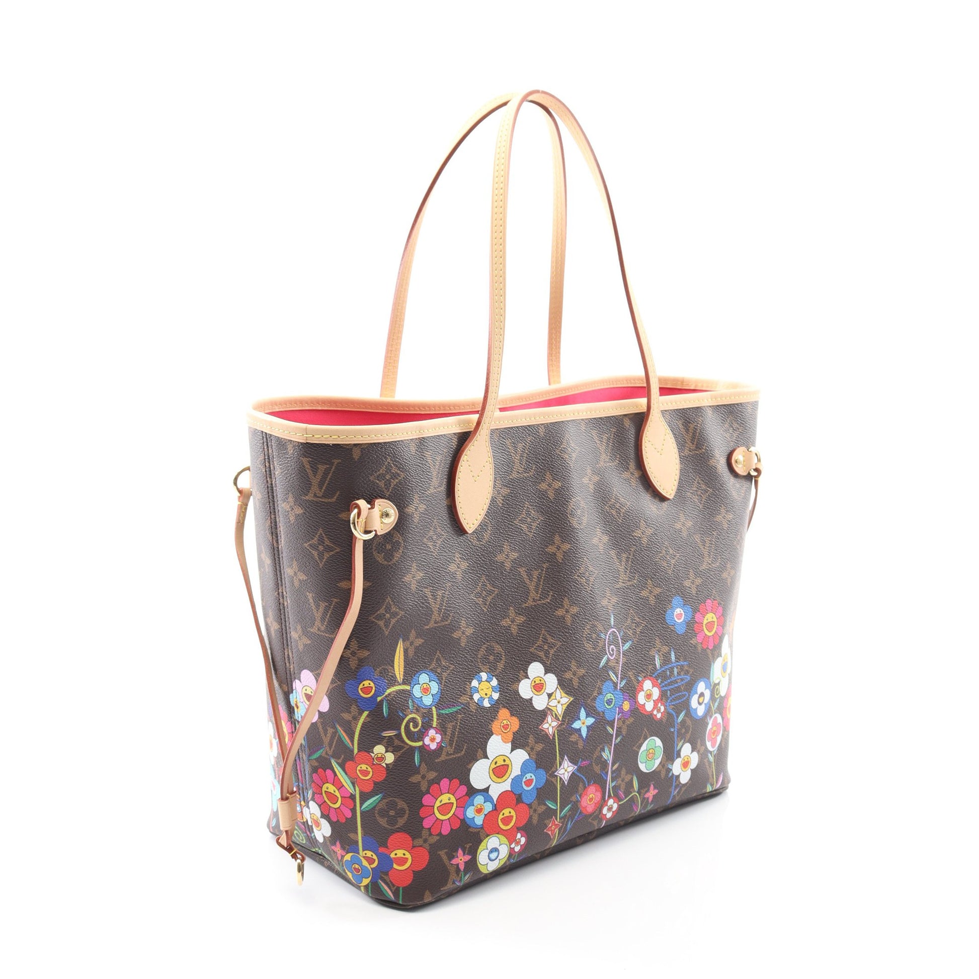 LV × TM ネヴァーフルMM モノグラム ショルダーバッグ トートバッグ PVC レザー ブラウン マルチカラー 村上隆 ルイヴィトン バッグ LOUIS VUITTON
