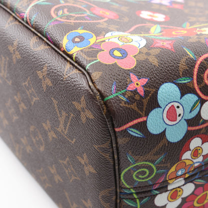 LV × TM ネヴァーフルMM モノグラム ショルダーバッグ トートバッグ PVC レザー ブラウン マルチカラー 村上隆 ルイヴィトン バッグ LOUIS VUITTON