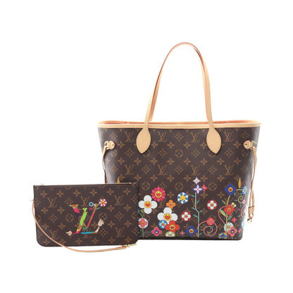 LV × TM ネヴァーフルMM モノグラム ショルダーバッグ トートバッグ PVC レザー ブラウン マルチカラー 村上隆 ルイヴィトン バッグ LOUIS VUITTON