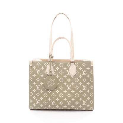 オンザゴーMM モノグラム アンプラント ハンドバッグ トートバッグ レザー カーキグリーン アイボリー 2WAY ルイヴィトン バッグ LOUIS VUITTON