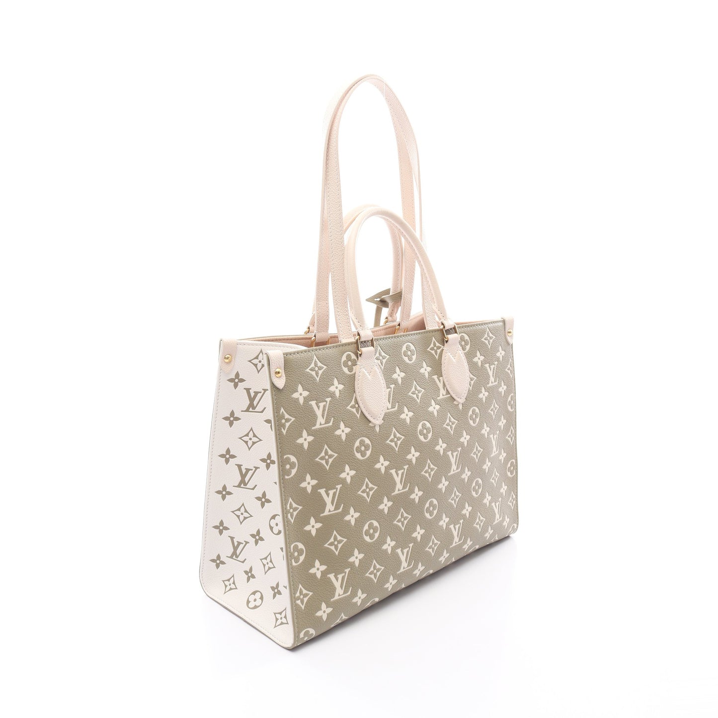 オンザゴーMM モノグラム アンプラント ハンドバッグ トートバッグ レザー カーキグリーン アイボリー 2WAY ルイヴィトン バッグ LOUIS VUITTON
