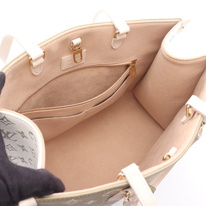 オンザゴーMM モノグラム アンプラント ハンドバッグ トートバッグ レザー カーキグリーン アイボリー 2WAY ルイヴィトン バッグ LOUIS VUITTON