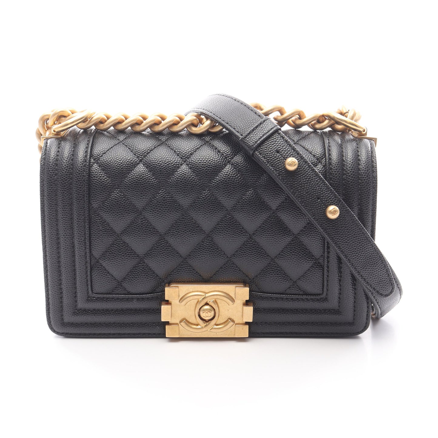 ボーイシャネル スモール チェーンショルダーバッグ キャビアスキン ブラック ゴールド金具 シャネル バッグ CHANEL