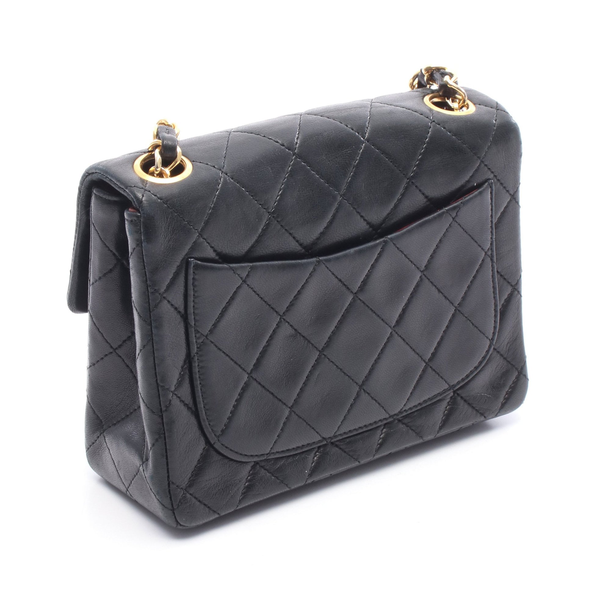 ミニマトラッセ チェーンショルダーバッグ ラムスキン ブラック ゴールド金具 シャネル バッグ CHANEL