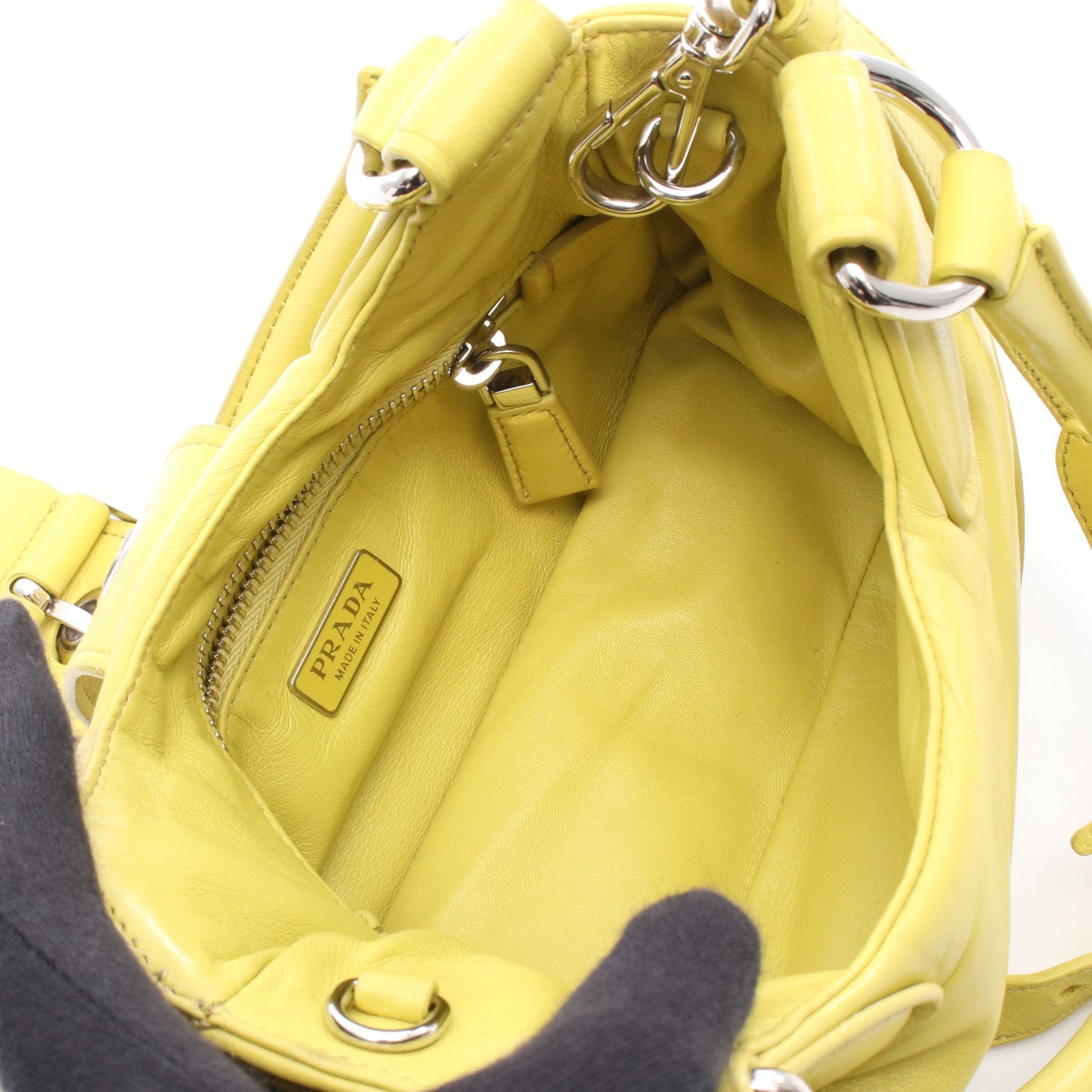 MOON ハンドバッグ レザー イエロー 2WAY プラダ バッグ PRADA