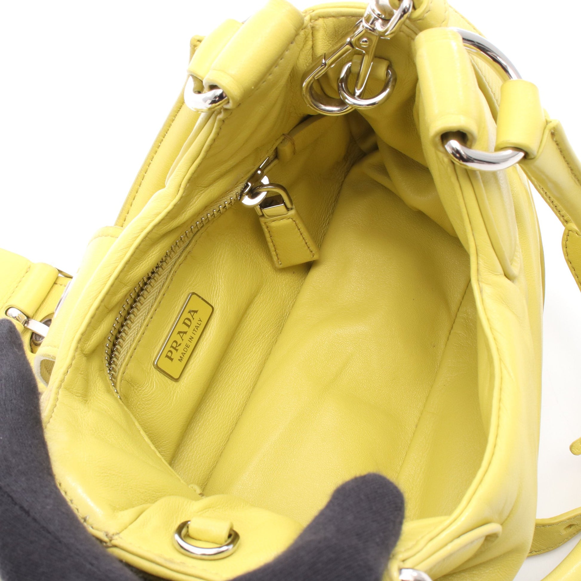 MOON ハンドバッグ レザー イエロー 2WAY プラダ バッグ PRADA