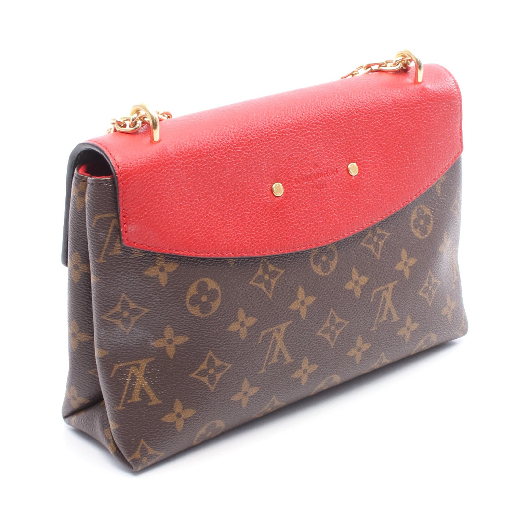 LOUIS VUITTON / サン・プラシード_モノグラム・キャンバス_スリーズ/PVC/RED// サン プラシード モノグラム スリーズ チェーンショルダーバッグ PVC