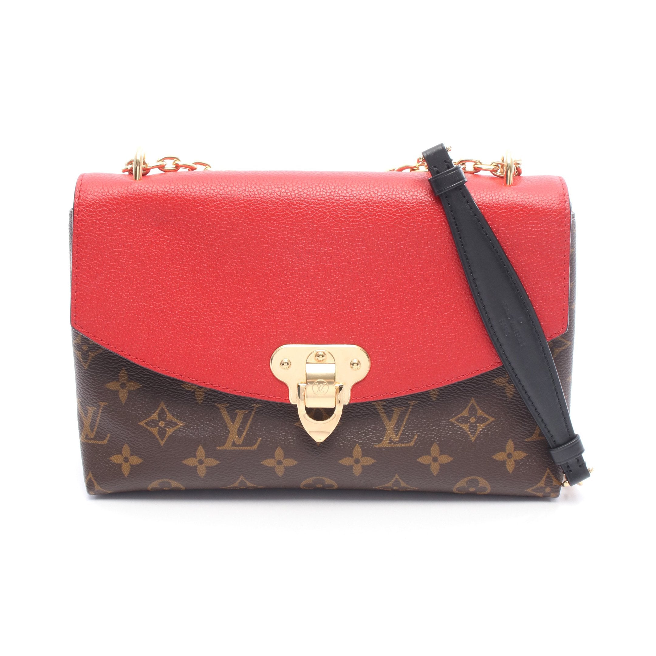 LOUIS VUITTON / サン・プラシード_モノグラム・キャンバス_スリーズ/PVC/RED// サン プラシード モノグラム スリーズ チェーンショルダーバッグ PVC
