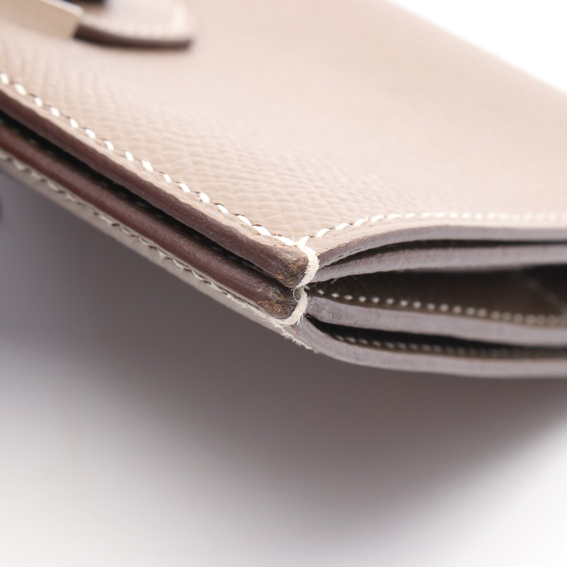 ベアンコンパクト エトゥープ 二つ折り財布 ヴォーエプソン グレーブラウン シルバー金具 Y刻印 エルメス 財布・小物 HERMES