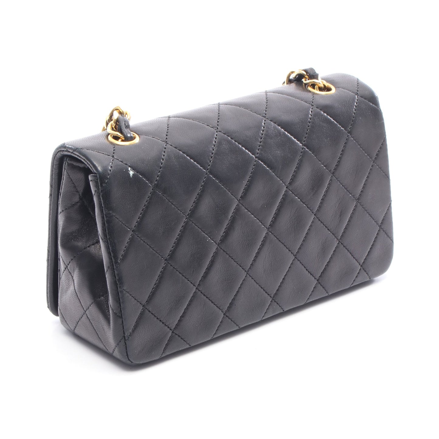 ミニマトラッセ フルフラップ チェーンショルダーバッグ ラムスキン ブラック ゴールド金具 シャネル バッグ CHANEL