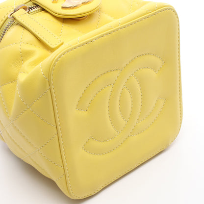 マトラッセ バニティバッグ チェーンショルダーバッグ レザー イエロー ゴールド金具 シャネル バッグ CHANEL