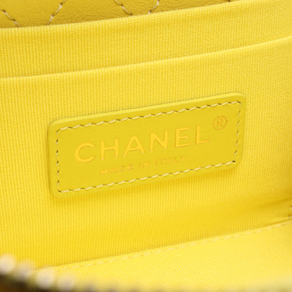 マトラッセ バニティバッグ チェーンショルダーバッグ レザー イエロー ゴールド金具 シャネル バッグ CHANEL