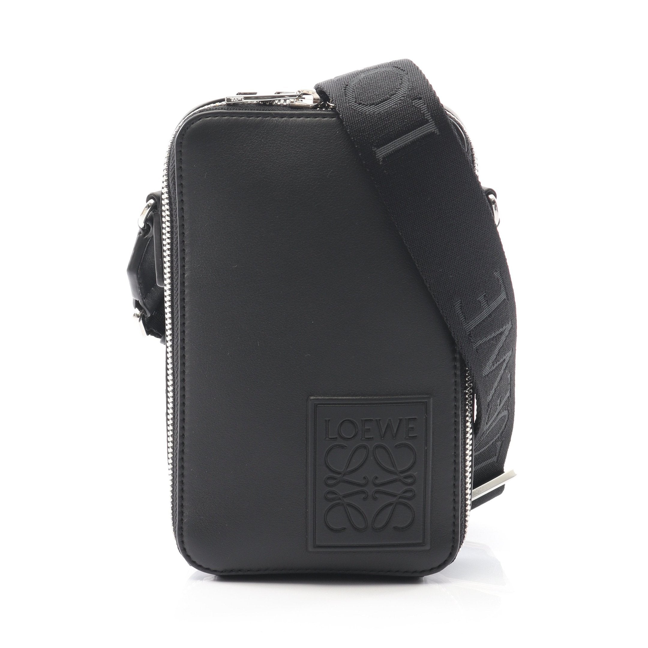 バーティカル クロスボディポケット ショルダーバッグ レザー ブラック