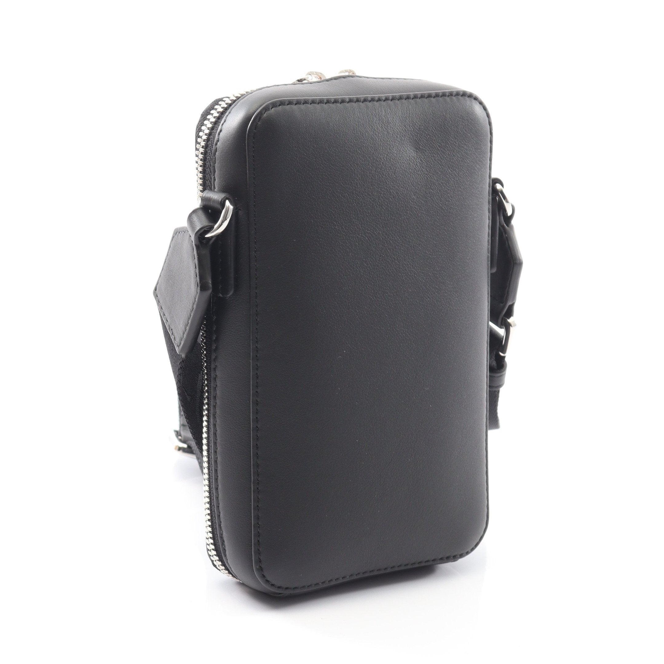 バーティカル クロスボディポケット ショルダーバッグ レザー ブラック