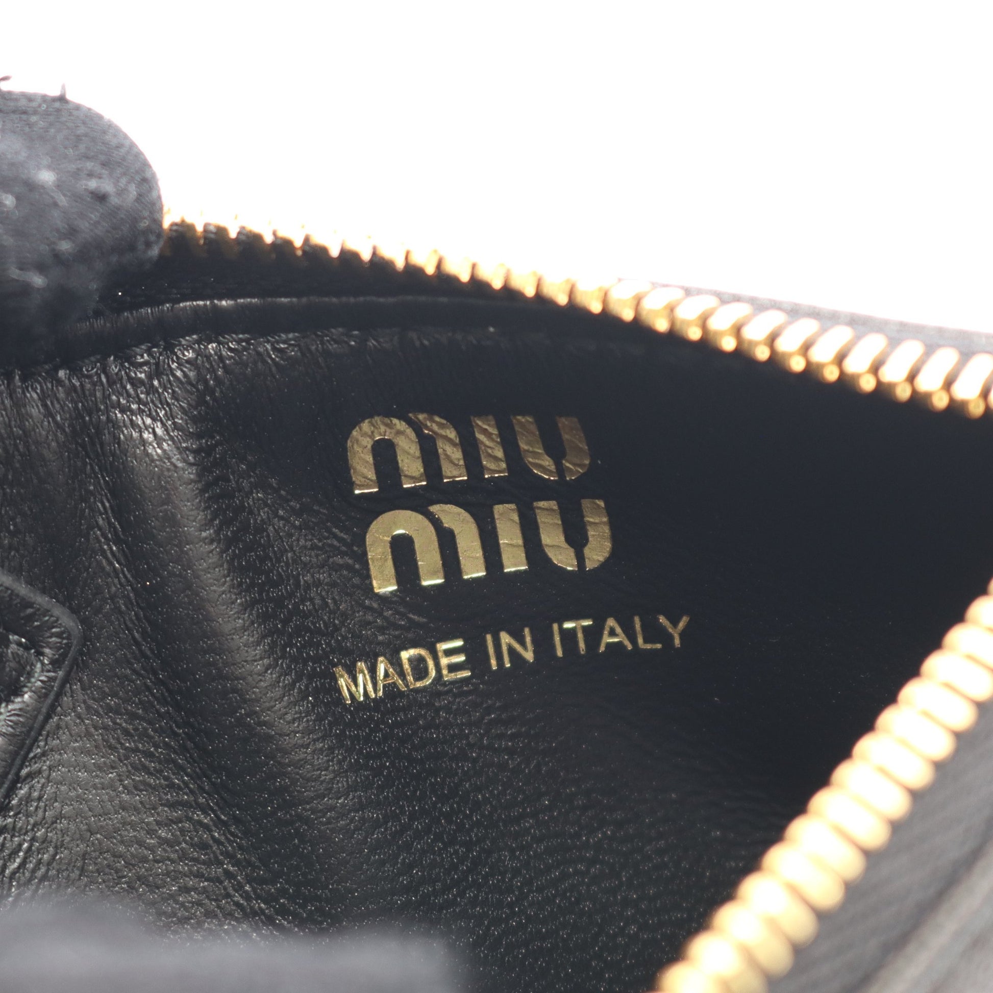 NAPPA AVIATOR カードケース コインケース レザー ブラック キーリング付き ミュウミュウ 財布・小物 miu miu