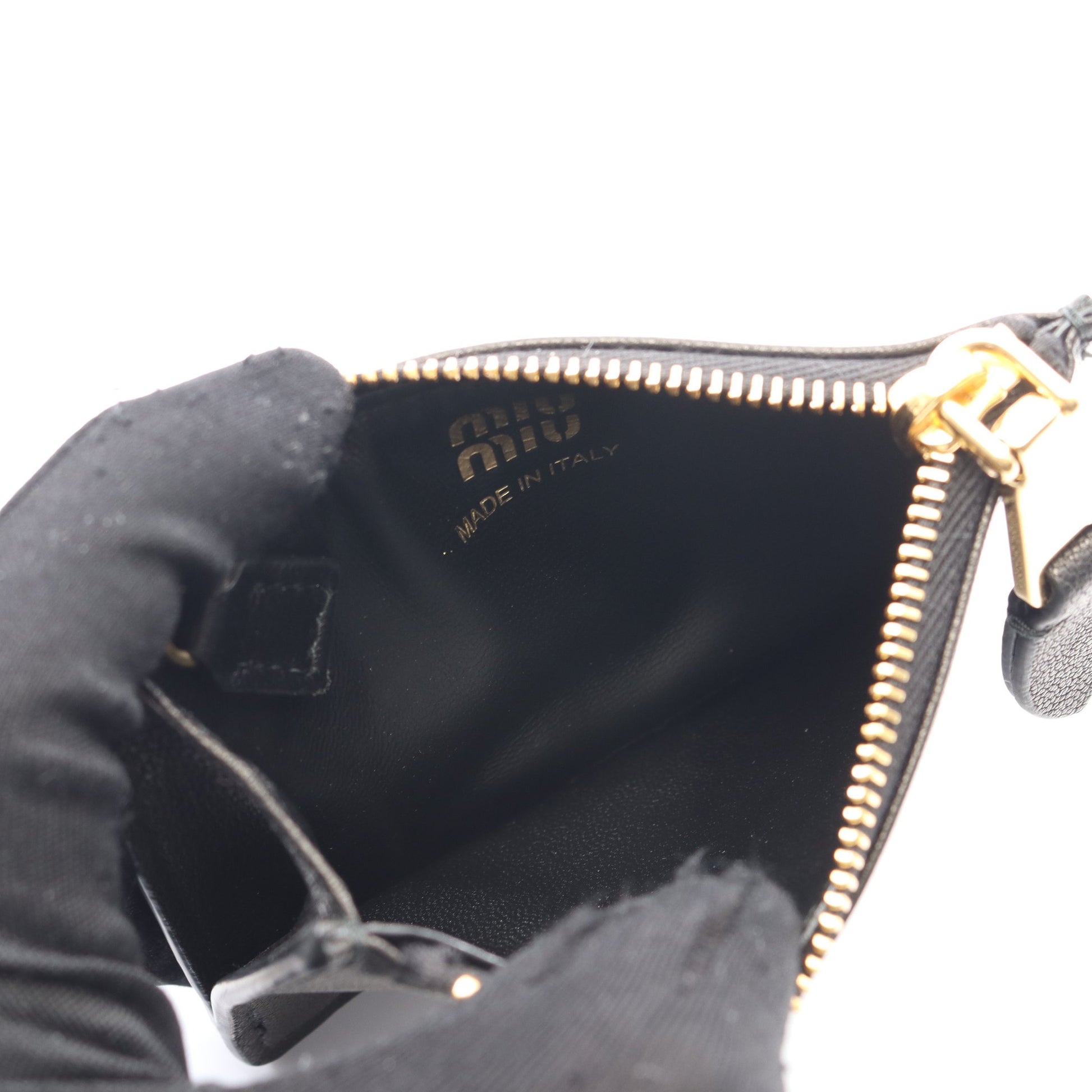 NAPPA AVIATOR カードケース コインケース レザー ブラック キーリング付き ミュウミュウ 財布・小物 miu miu