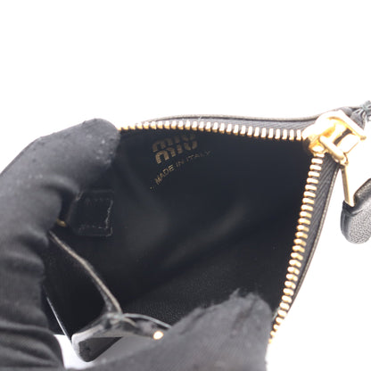 NAPPA AVIATOR カードケース コインケース レザー ブラック キーリング付き ミュウミュウ 財布・小物 miu miu
