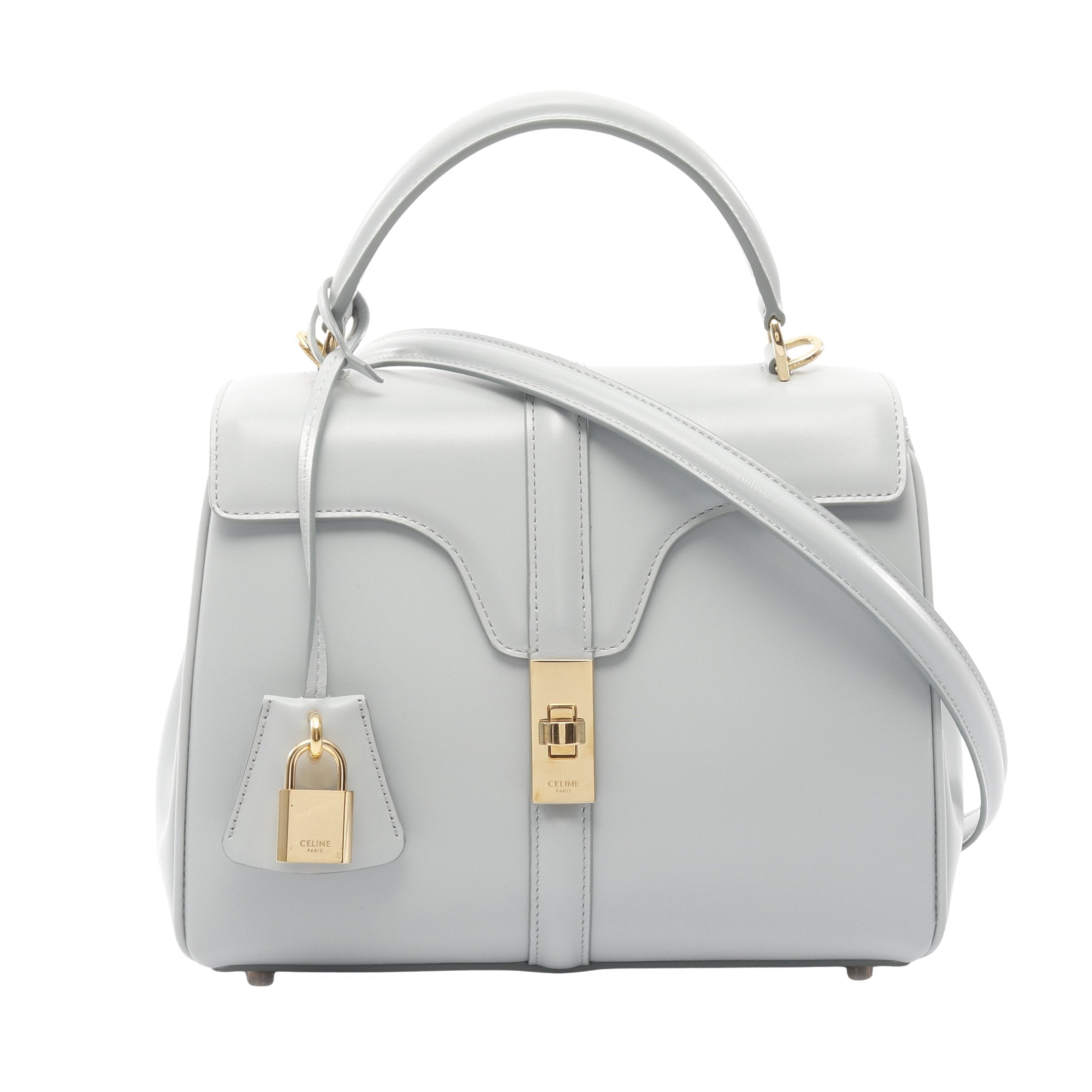 16 セーズ スモール ハンドバッグ レザー ブルーグレー 2WAY セリーヌ