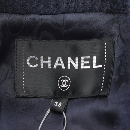 ココマークボタン コート ウール モヘヤ ネイビー ダブルブレスト シャネル アウター CHANEL