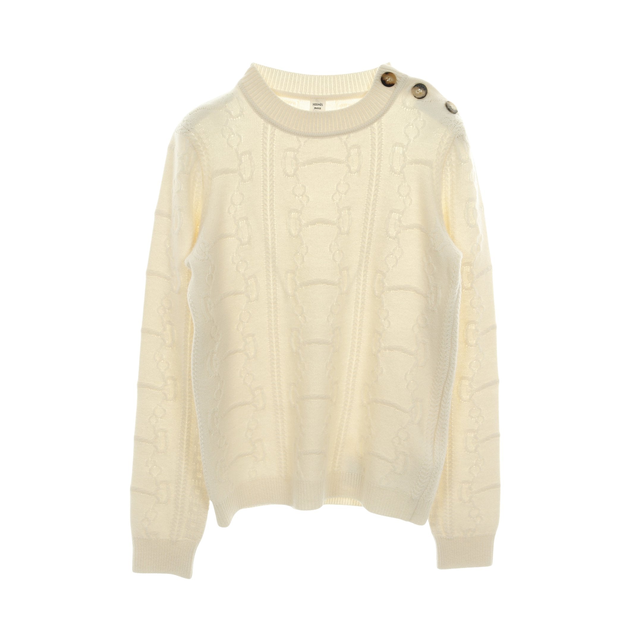 ニット クルーネック ウール カシミヤ アイボリー エルメス – RECLO