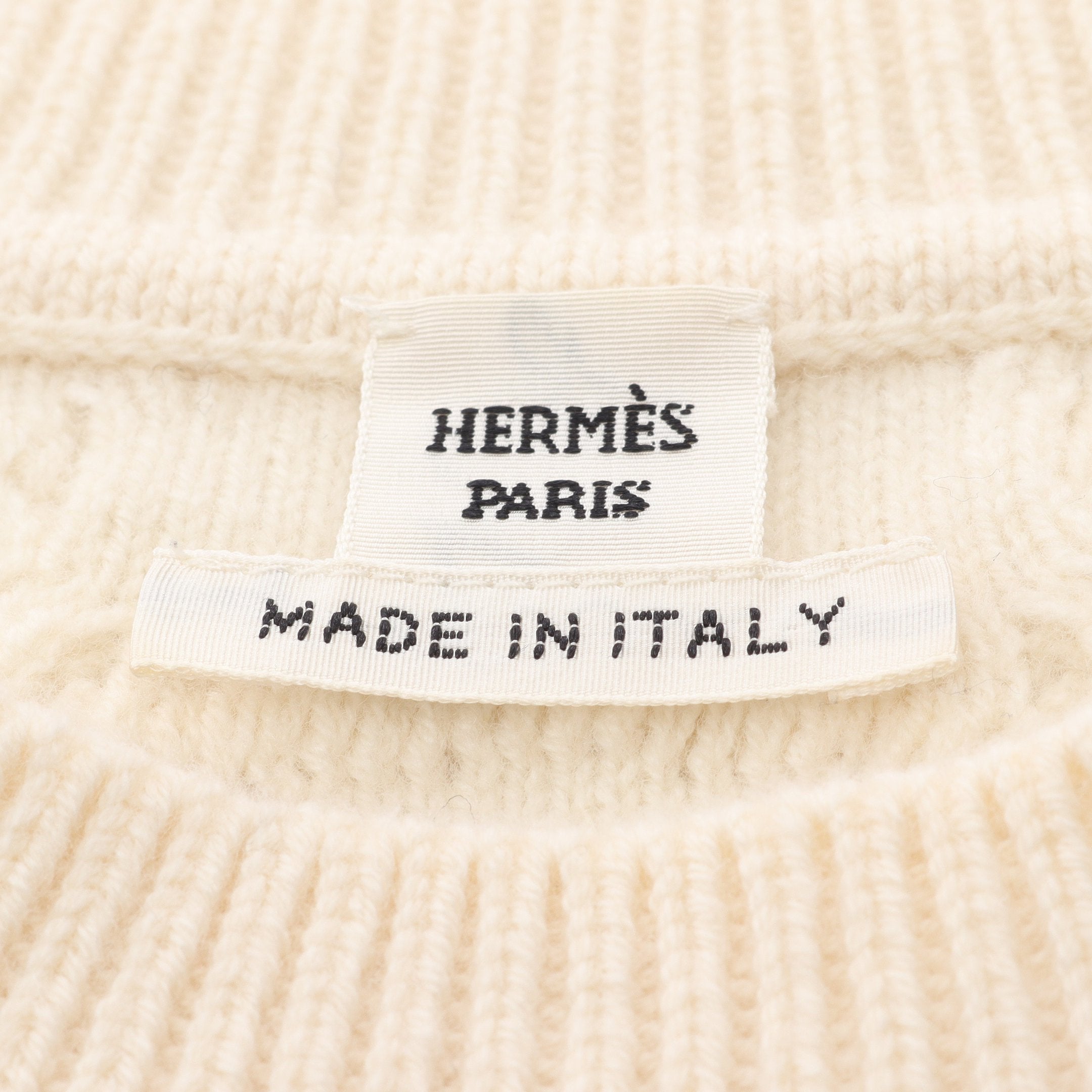 美品　HERMÈエルメス　カシミヤ ニット　ジャケット アイボリー　カーディガン ニット クルーネック ウール カシミヤ アイボリー エルメス – RECLO