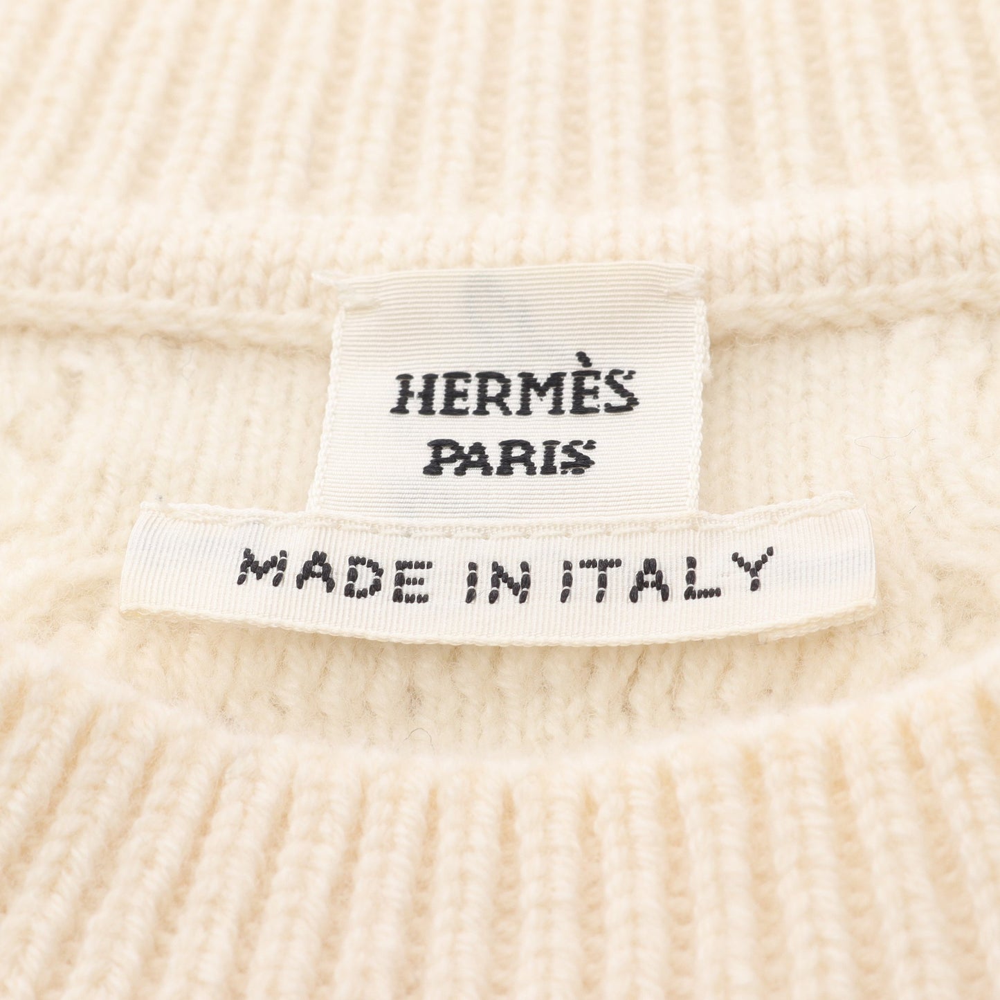 ニット クルーネック ウール カシミヤ アイボリー エルメス トップス HERMES