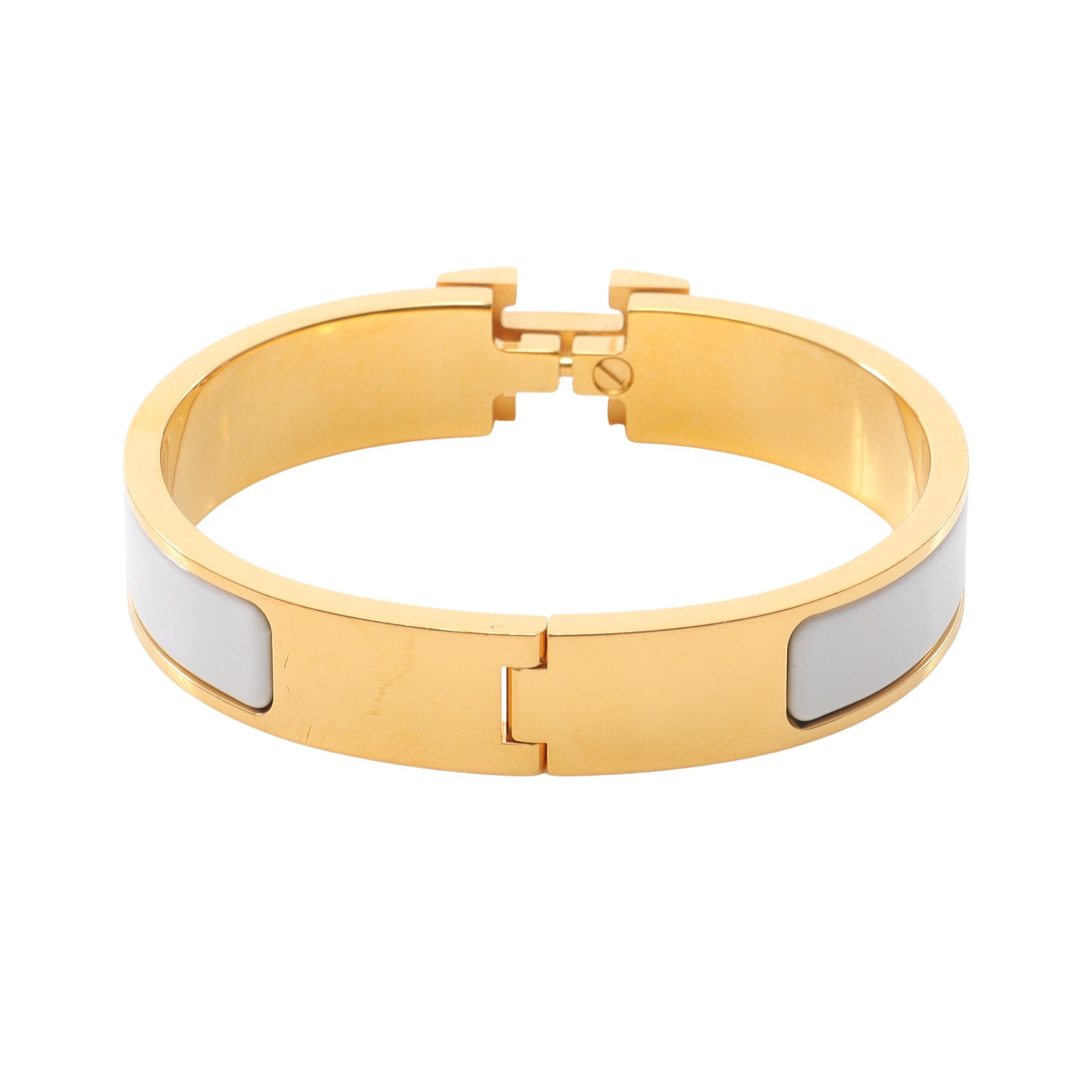 クリックH PM バングル GP エナメル ゴールド ホワイト エルメス – RECLO