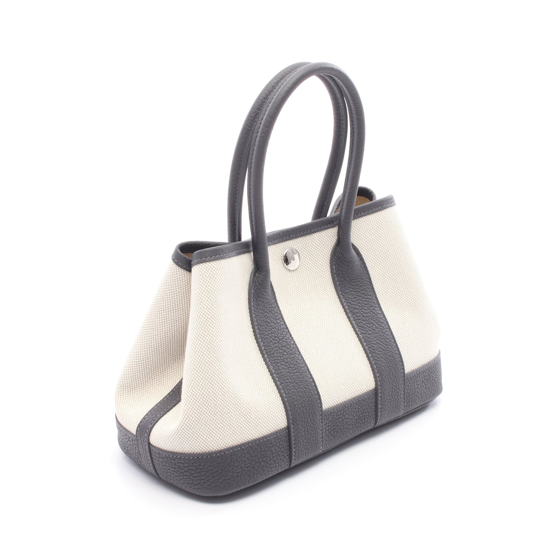 ネオガーデン23 ハンドバッグ トワルアッシュ レザー ベージュ グレー シルバー金具 K刻印 エルメス バッグ HERMES